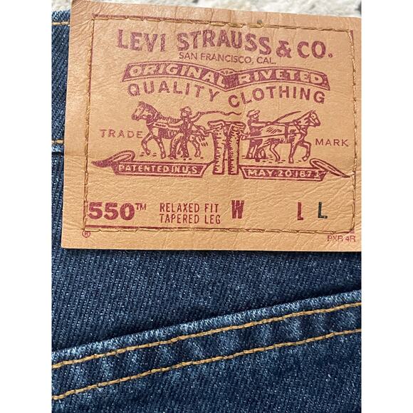 Vintage 90s Levis 550 High Waist Jeans Red Tab Tapered Dark Wash Mom Denim - Picture 6 of 11